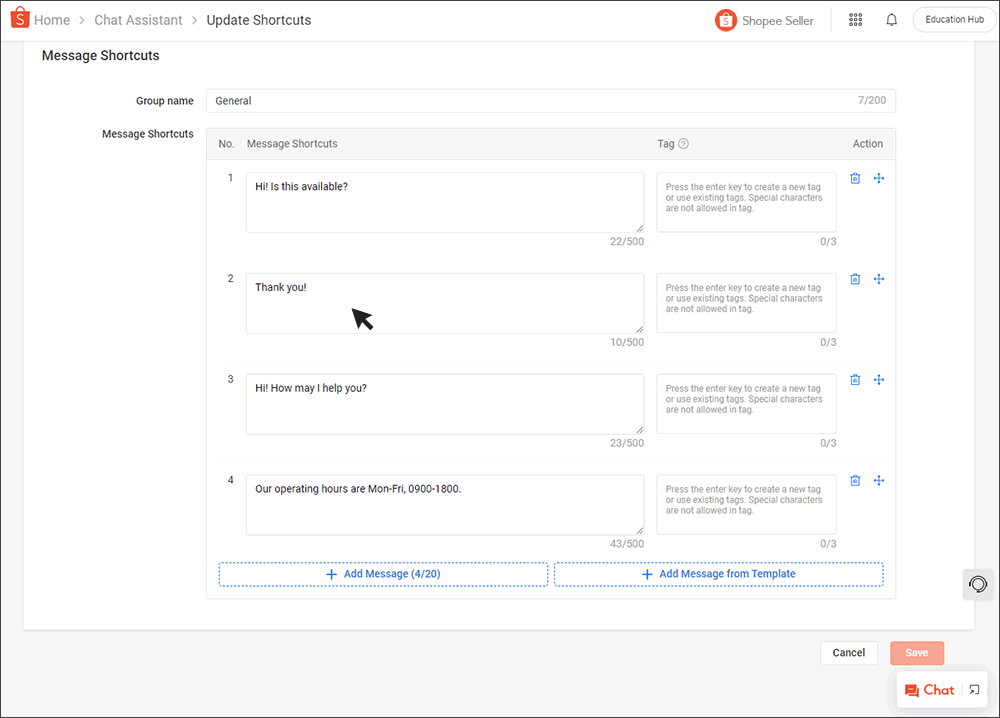 Chat Message Shortcuts | SG Seller Education [Shopee]