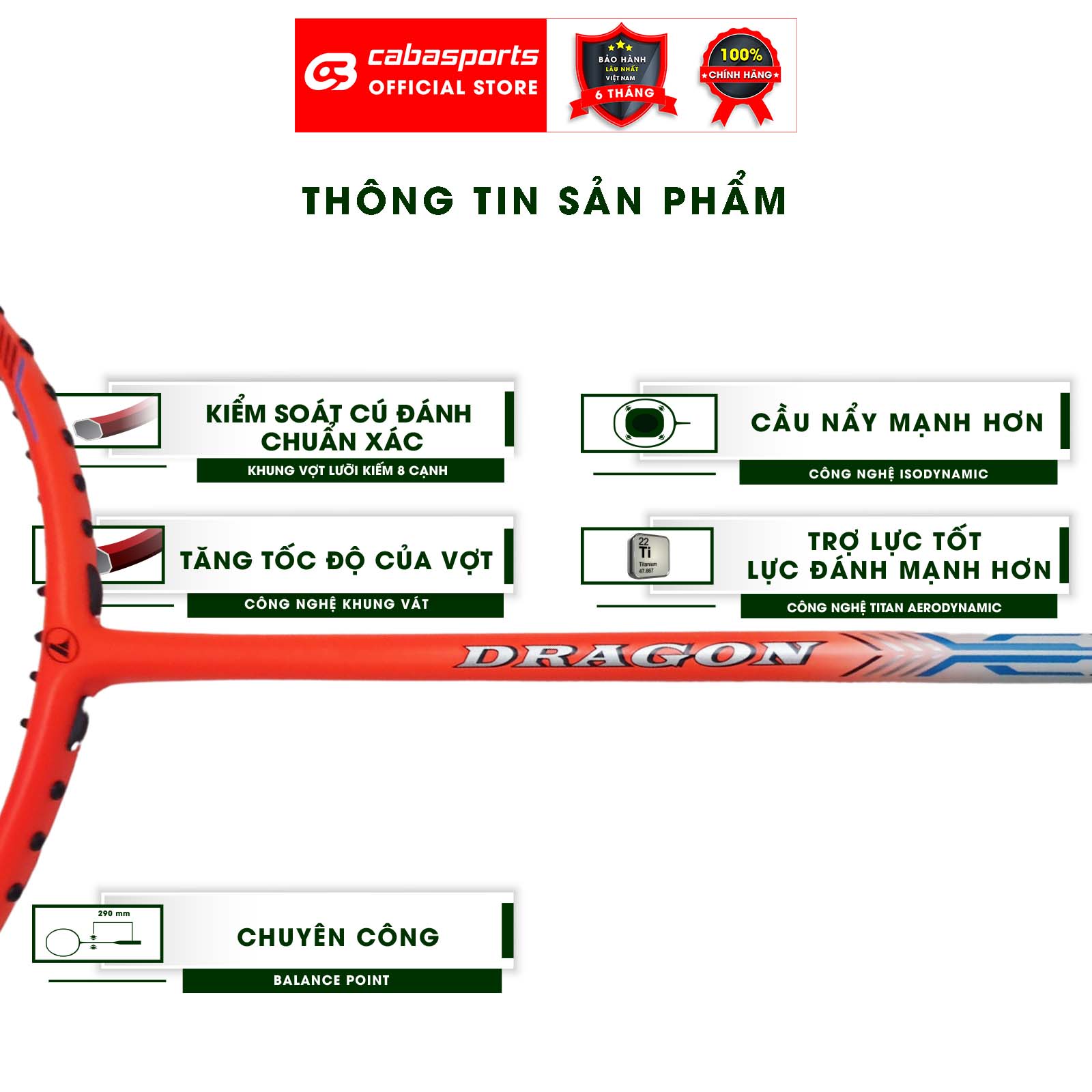 thông tin sản phẩm Vợt Cầu Lông Prokennex Dragon